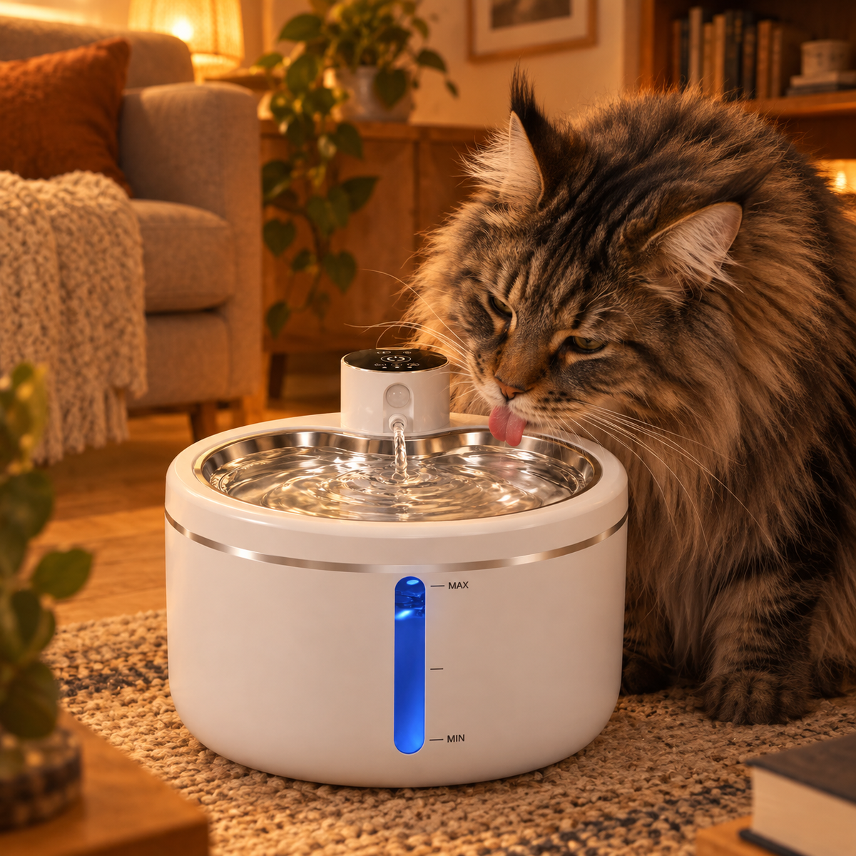 Fontaine à Eau Automatique pour Chats de 2,5 L avec Purificateur d'Eau