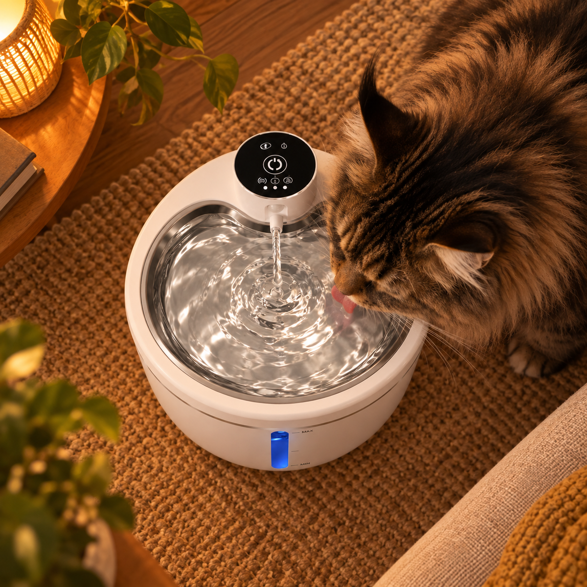 Fontaine à Eau Automatique pour Chats de 2,5 L avec Purificateur d'Eau