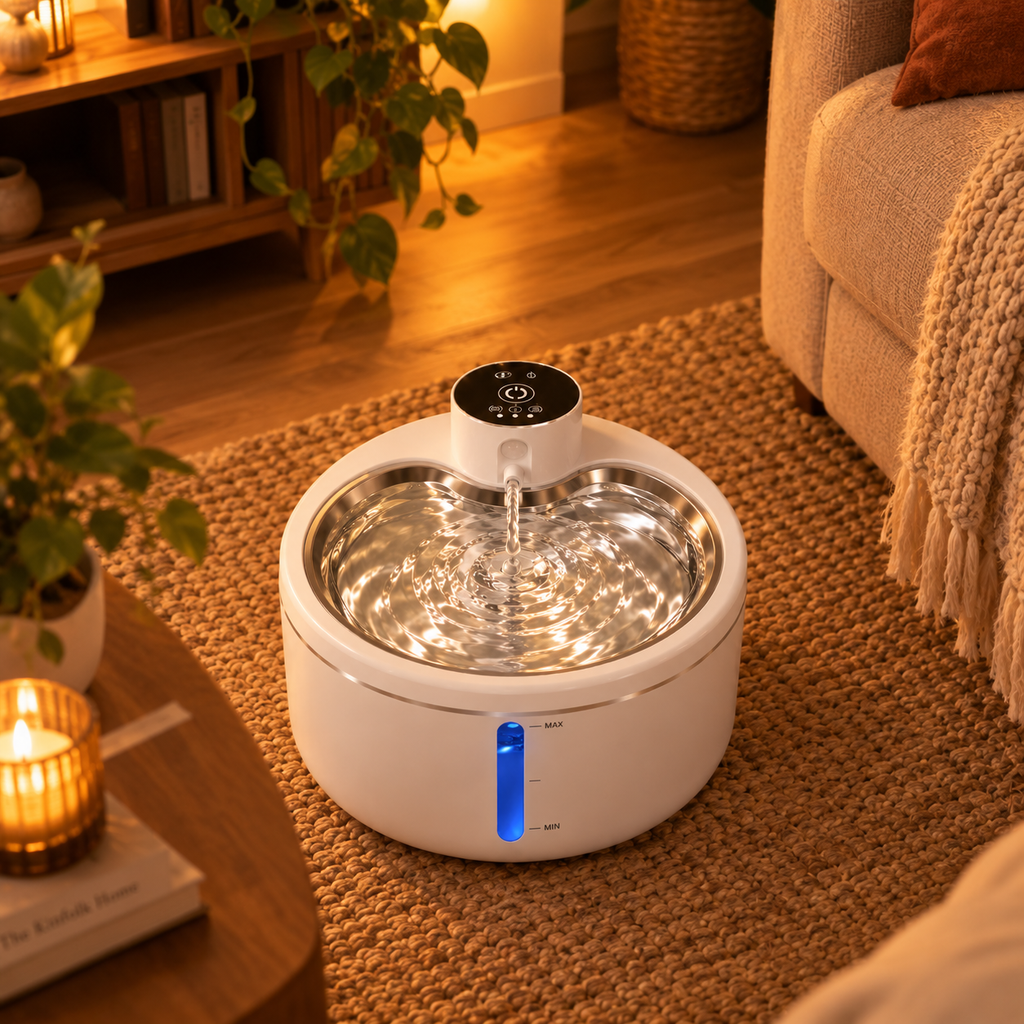 Fontaine à Eau Automatique pour Chats de 2,5 L avec Purificateur d'Eau
