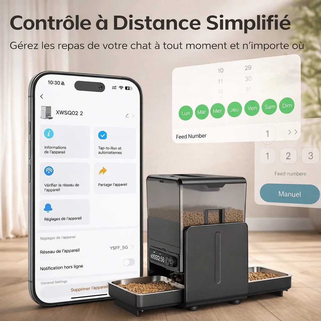 Distributeur de Croquettes Connecté WiFi | Appli Smartphone