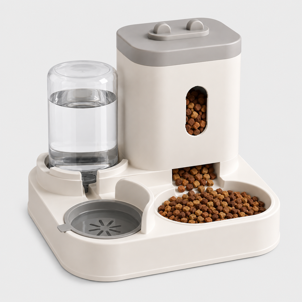 Distributeur de Croquettes avec Fontaine à Eau | Tout-en-Un