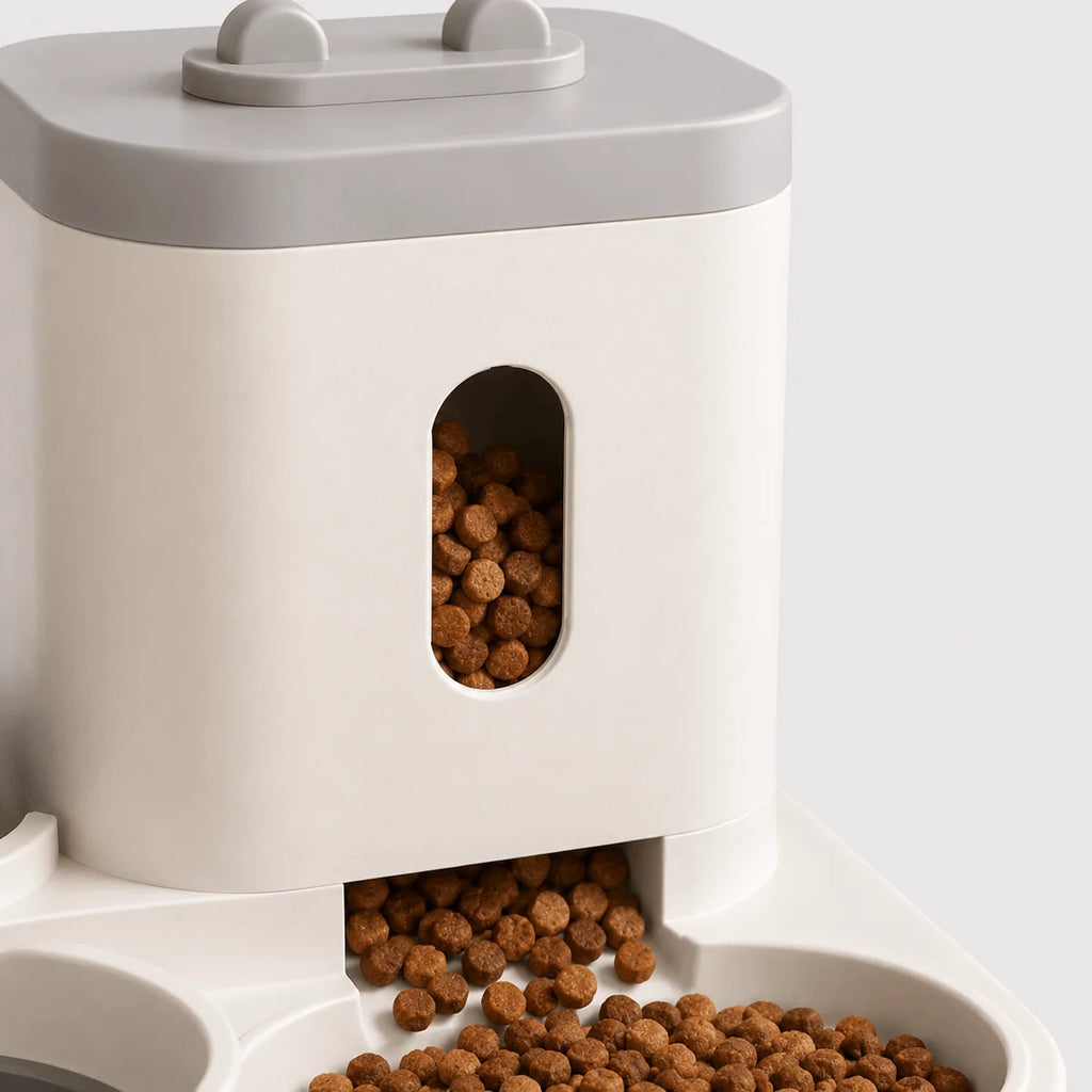 Distributeur de Croquettes avec Fontaine à Eau | Tout-en-Un