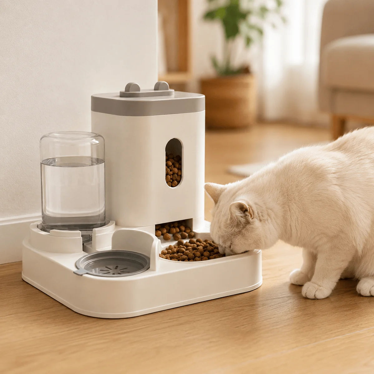 Distributeur de Croquettes avec Fontaine à Eau | Tout-en-Un