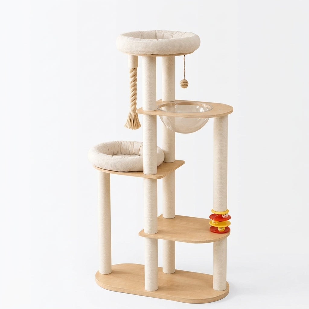 Arbre à Chat Natura en Bois Naturel, Minimaliste | CatHaven