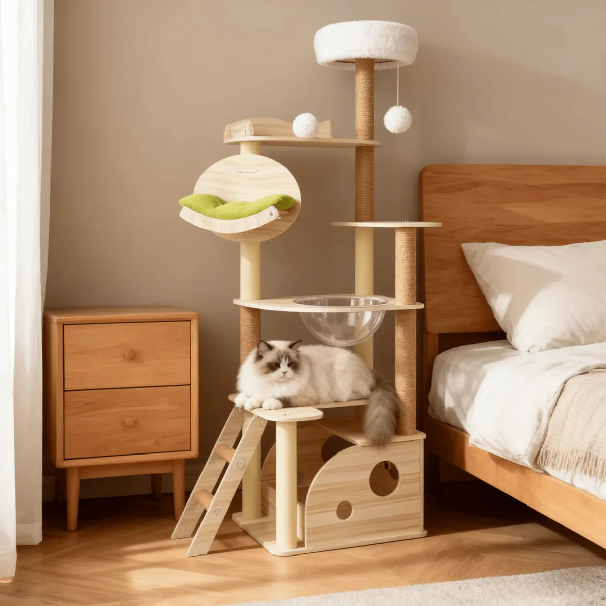 Petit Arbre à Chat d'Intérieur en Bois | CatHaven