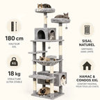 Arbre à chat 180 cm - XXL & ultra stable | Catéma