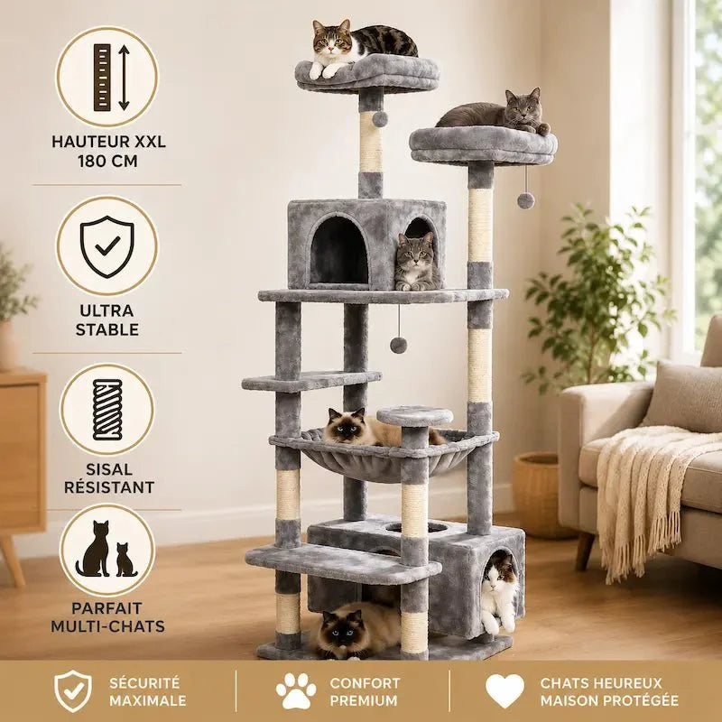 Arbre à chat 180 cm - XXL & ultra stable | Catéma