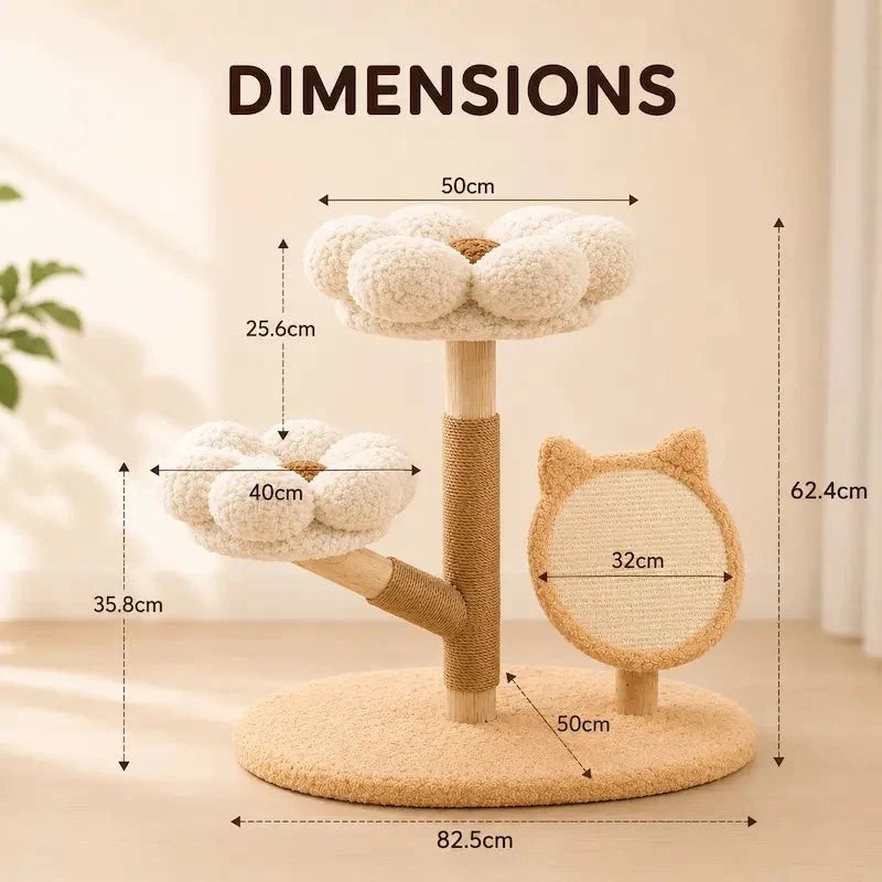 Arbre à chat floral en bois massif - Design | FloraNest