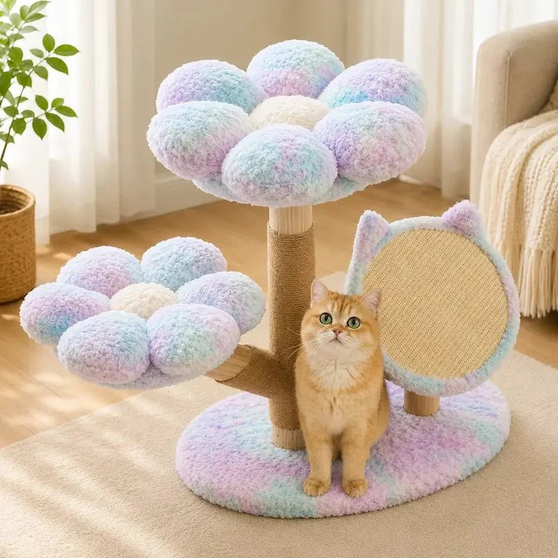 Arbre à chat floral en bois massif - Design | FloraNest