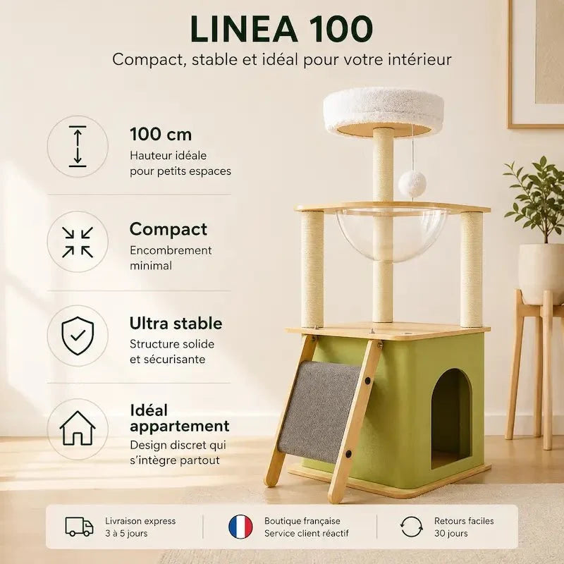 Arbre à chat Linea 100 - Compact et stable | FelinoHome
