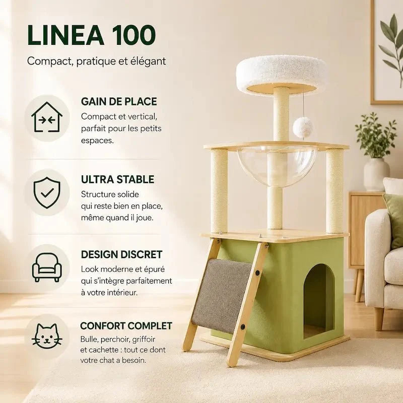 Arbre à chat Linea 100 - Compact et stable | FelinoHome