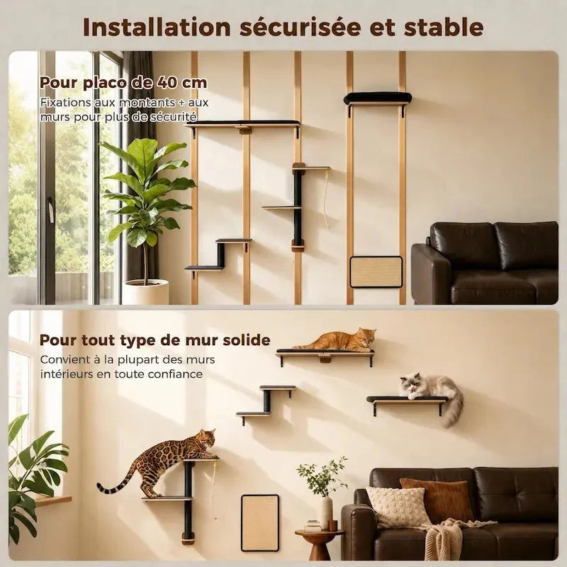 Arbre à chat mural 5-en-1 - Gain de place | PurrHouse