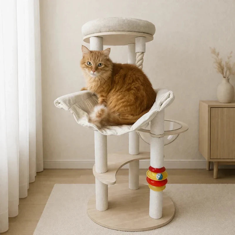 Arbre à chat natura - Bois naturel solide | Luminia