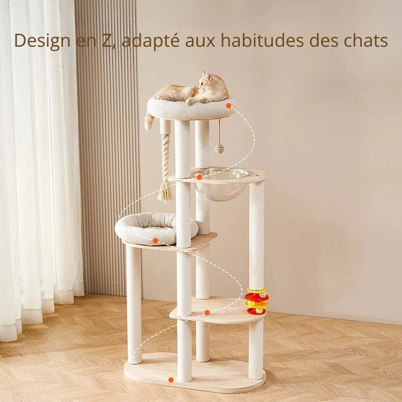 Arbre à chat natura - Bois naturel solide | Luminia