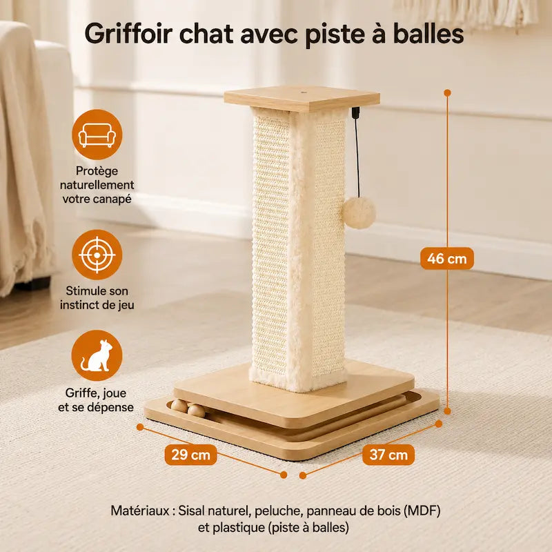 Griffoir chat avec piste à balles - Protège vos meubles | Grifoo