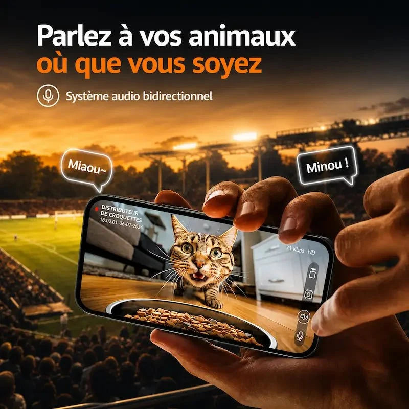 Distributeur de croquettes chat caméra intelligente - Zéro stress | MiaouTech