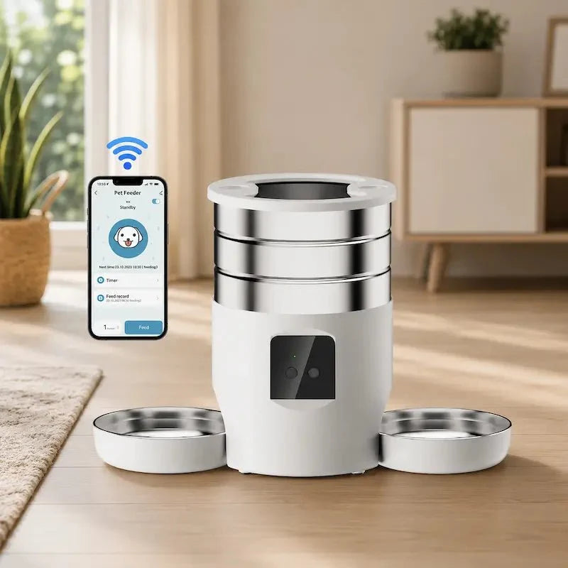 Distributeur intelligent croquettes double chat - Repas calmes | CatFlow