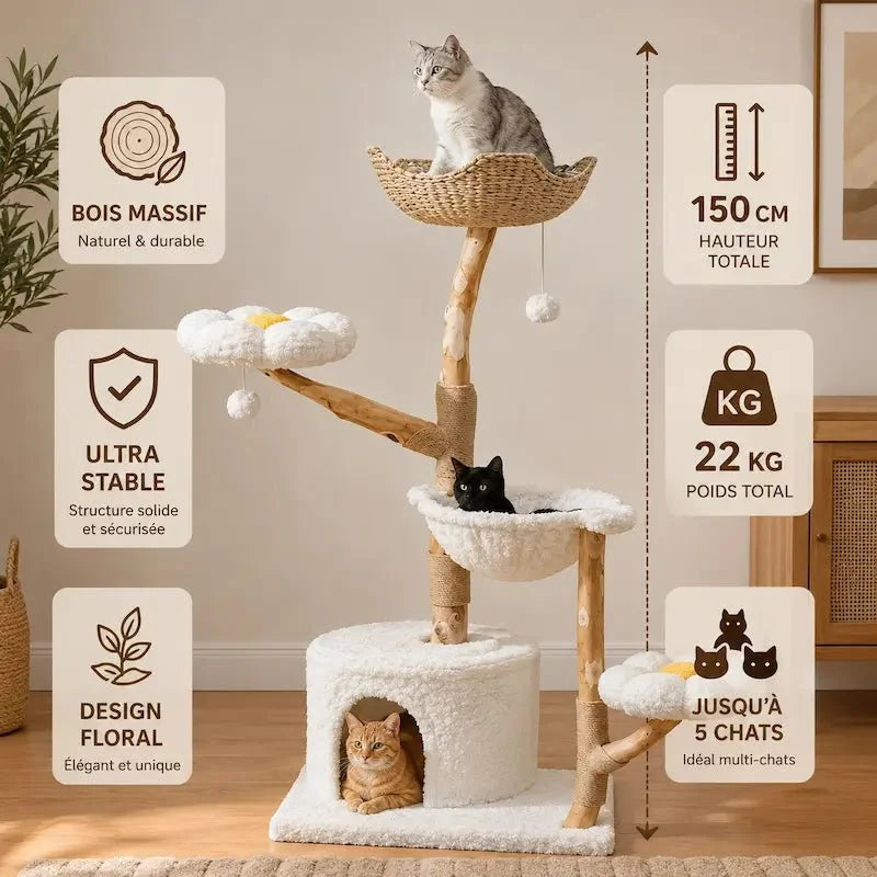 Grande tour arbre à chat – Design floral | BloomCat